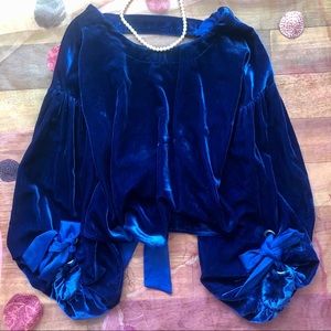 Free People velvet gathered puff sleeve top